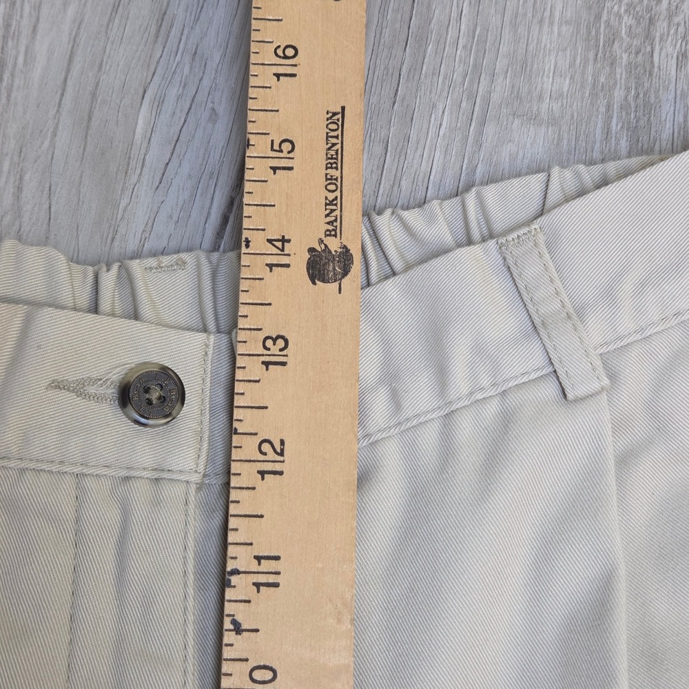 L.L.Bean Women's 10 Tall Khaki Pleated Pants Elastic Straight Leg Beige Trousers - Picture 8 of 11